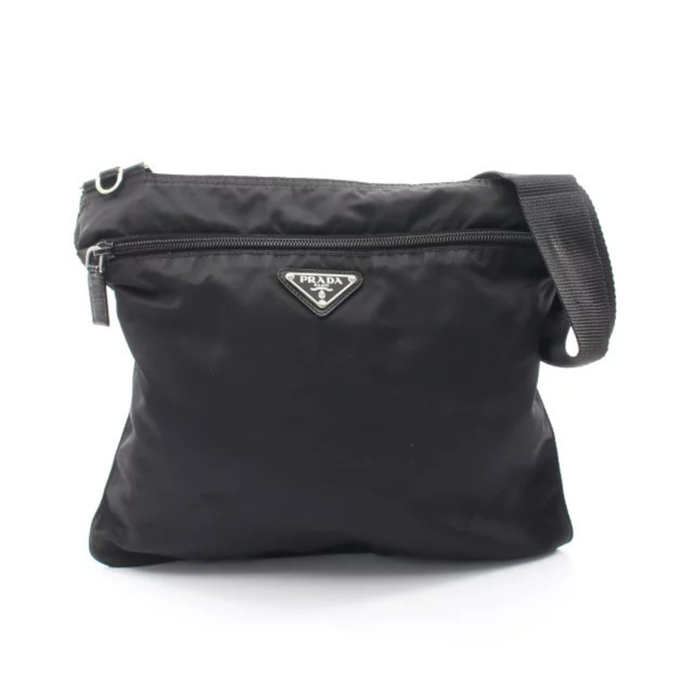 Prada Triangle Shoulder Bag Leather Black